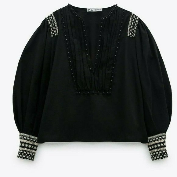 NWT ZARA BEADED LACE BLOUSE TOP SHIRT - Picture 4 of 4
